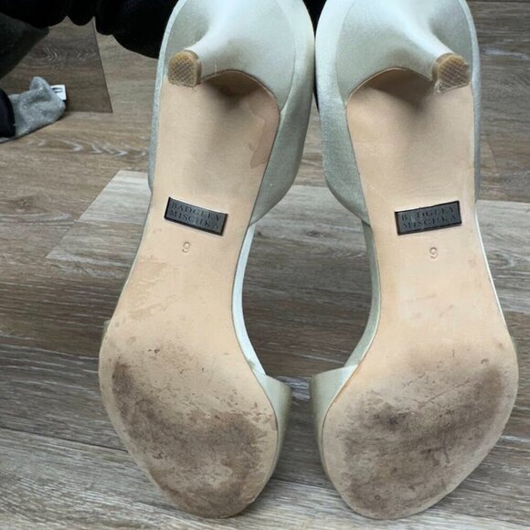 Badgley Mischka Cream Satin D'orsay Heels Women's Size 9 - Picture 4 of 7